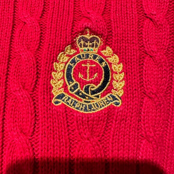 Vintage Ralph Lauren Cable Knit Turtleneck Sweater Crest Logo Made in USA - Picture 4 of 8